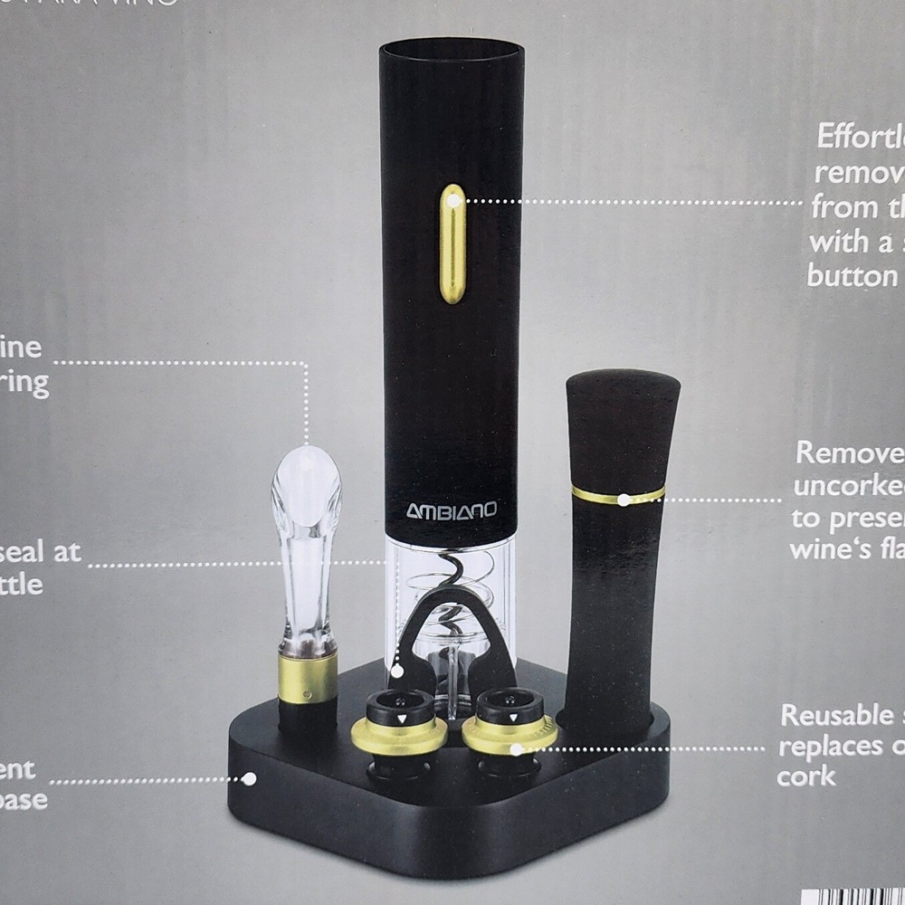 Electric Wine Automatic Opener Set Gift Aerator Foil Cutter Preserver Corkscrew